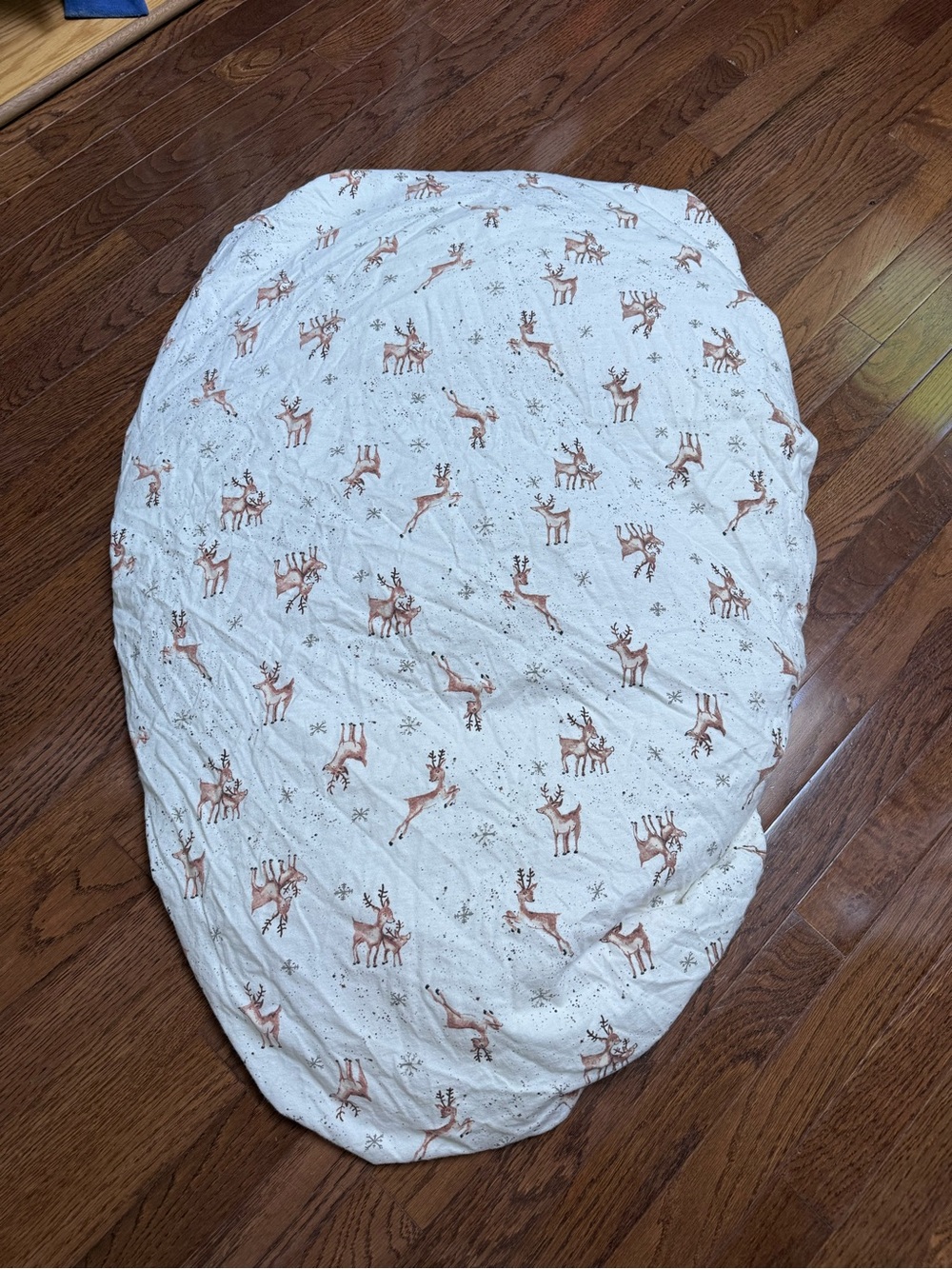 Kids Christmas Crib Sheet Reindeer Print Fitted Sheet - White and Brown